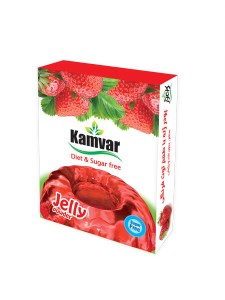 کامور پودر ژله بدون قند توت فرنگی