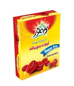 آبنبات توت فرنگی بدون قند و رژیمی 130 گرمی کامور