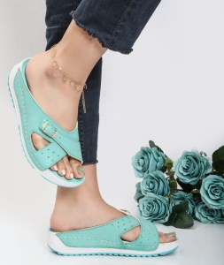 صندل طبی زنانه مدل 1024 رنگ سبز آبی